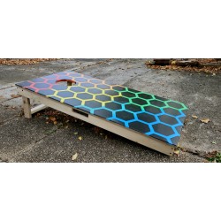 Planche Corn hole motif hexagones