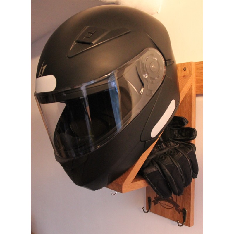 Support casque moto: L'or en bois
