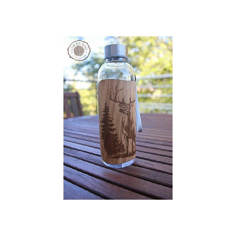 Gourde transparente + bois - cerf