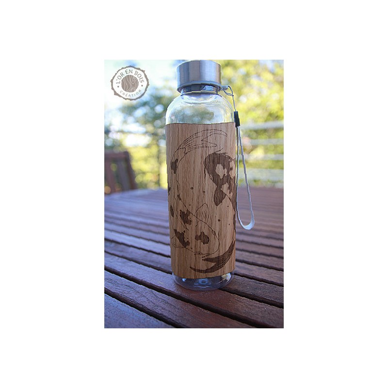 Gourde transparente + bois - carpe koï
