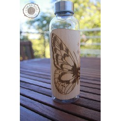 Gourde transparente + bois - papillon