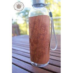 Gourde transparente + bois - tête de mort