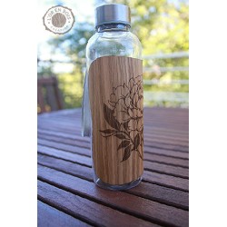 Gourde transparente + bois - pivoine