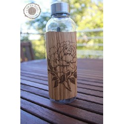 Gourde transparente + bois - pivoine