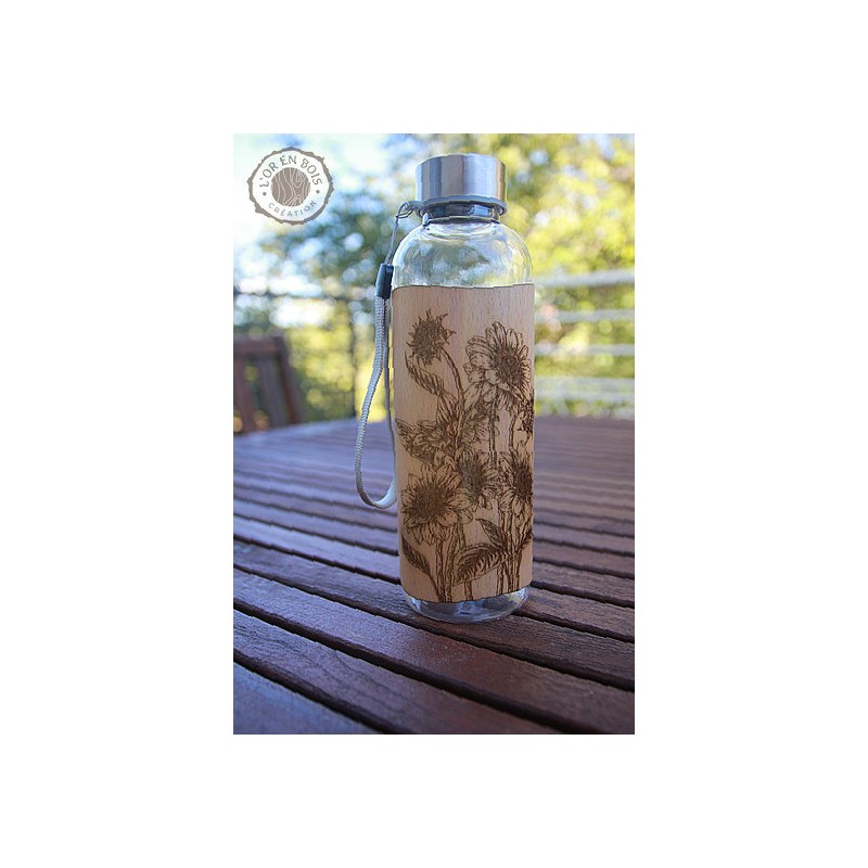 Gourde transparente + bois - tournesol